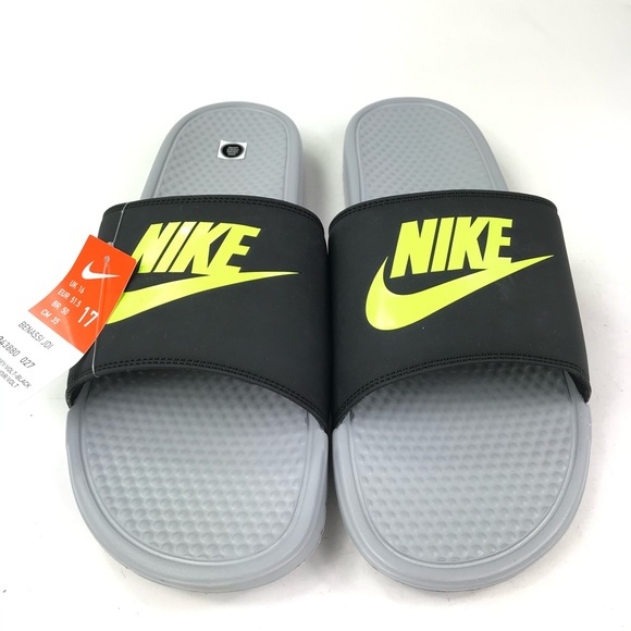 Men's Nike Benassi JDI Black Green Slides Size 17 - Picture 5 of 8